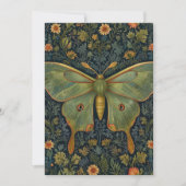Elegantes Retro boho Luna moth botanisch Einladung (Vorderseite)