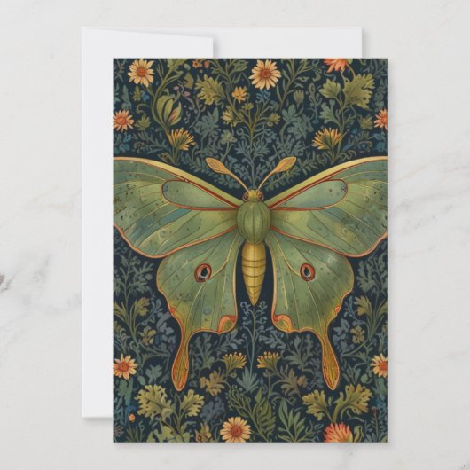 Elegantes Retro boho Luna moth botanisch Einladung (Vorderseite)