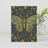 Elegantes Retro boho Luna moth botanisch Einladung (Stehend Vorderseite)