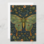 Elegantes Retro boho Luna moth botanisch Einladung (Vorne/Hinten)