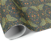 Elegantes Retro boho Luna moth botanisch Geschenkpapier (Rolleneckpunkt)