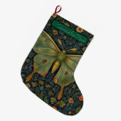 Elegantes Retro boho Luna moth botanisch Großer Weihnachtsstrumpf (Vorderansicht (hängend))