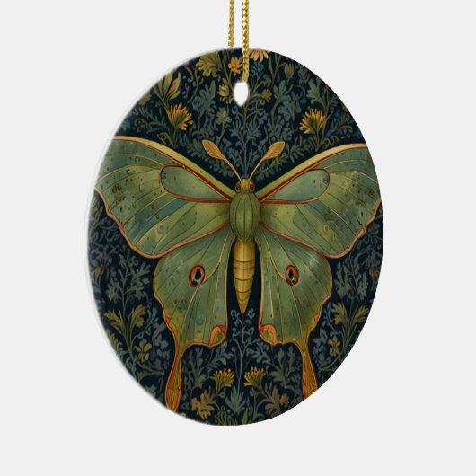 Elegantes Retro boho Luna moth botanisch Keramik Ornament (Rechts)
