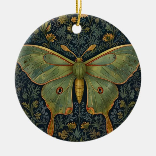 Elegantes Retro boho Luna moth botanisch Keramik Ornament (Vorne)
