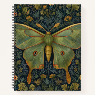 Elegantes Retro boho Luna moth botanisch Notizblock