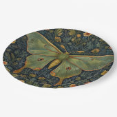 Elegantes Retro boho Luna moth botanisch Pappteller (Schrägansicht)