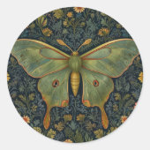 Elegantes Retro boho Luna moth botanisch Runder Aufkleber (Vorderseite)