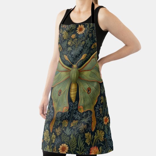 Elegantes Retro boho Luna moth botanisch Schürze (InSitu)