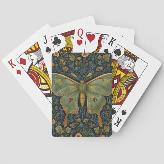 Elegantes Retro boho Luna moth botanisch Spielkarten (Rückseite)