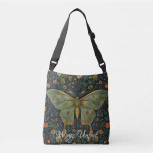 Elegantes Retro boho Luna moth botanisch Tragetaschen Mit Langen Trägern