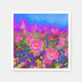 Elegantes Retro-Boho Rosa Aquarellblumen Serviette (Vorderseite)