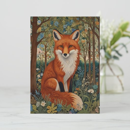 Elegantes Retro-boho rotes Foxenwaldtier Einladung (Stehend Vorderseite)