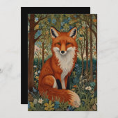 Elegantes Retro-boho rotes Foxenwaldtier Einladung (Vorne/Hinten)