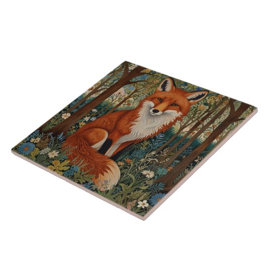 Elegantes Retro-boho rotes Foxenwaldtier Fliese (Seite)