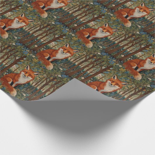 Elegantes Retro-boho rotes Foxenwaldtier Geschenkpapier (Ecke)
