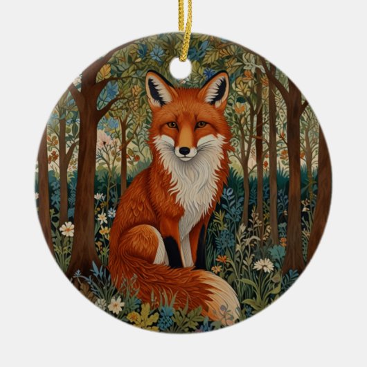Elegantes Retro-boho rotes Foxenwaldtier Keramik Ornament (Vorne)