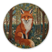 Elegantes Retro-boho rotes Foxenwaldtier Keramikknauf (Vorderseite)