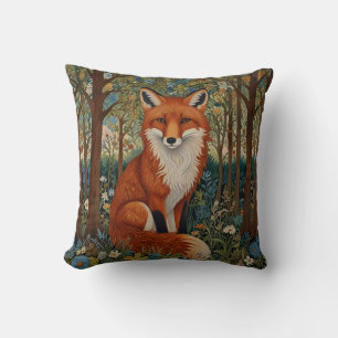 Elegantes Retro-boho rotes Foxenwaldtier Kissen