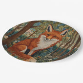 Elegantes Retro-boho rotes Foxenwaldtier Pappteller (Schrägansicht)