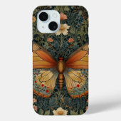 Elegantes Retro-Boho Schmetterling botanisches Grü Case-Mate iPhone Hülle (Rückseite)
