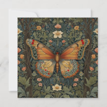 Elegantes Retro-Boho Schmetterling botanisches Grü