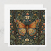 Elegantes Retro-Boho Schmetterling botanisches Grü Einladung (Vorne/Hinten)