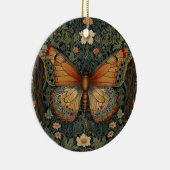 Elegantes Retro-Boho Schmetterling botanisches Grü Keramik Ornament (Rechts)