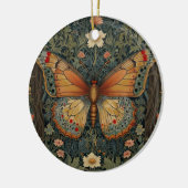 Elegantes Retro-Boho Schmetterling botanisches Grü Keramik Ornament (Links)