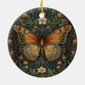 Elegantes Retro-Boho Schmetterling botanisches Grü Keramik Ornament (Hinten)