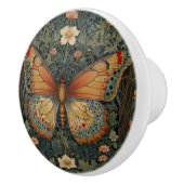 Elegantes Retro-Boho Schmetterling botanisches Grü Keramikknauf (Rechts)