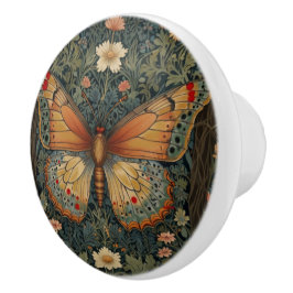 Elegantes Retro-Boho Schmetterling botanisches Grü Keramikknauf