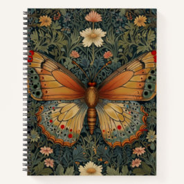 Elegantes Retro-Boho Schmetterling botanisches Grü Notizblock