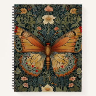 Elegantes Retro-Boho Schmetterling botanisches Grü Notizblock