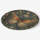 Elegantes Retro-Boho Schmetterling botanisches Grü Pappteller (Schrägansicht)
