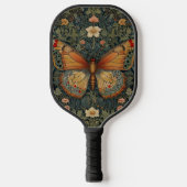 Elegantes Retro-Boho Schmetterling botanisches Grü Pickleball Schläger (Vorderseite)