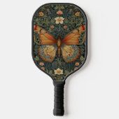 Elegantes Retro-Boho Schmetterling botanisches Grü Pickleball Schläger (Rückseite)