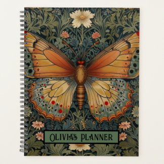 Elegantes Retro-Boho Schmetterling botanisches Grü Planer
