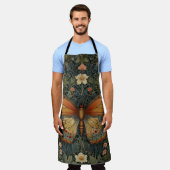 Elegantes Retro-Boho Schmetterling botanisches Grü Schürze (Getragen)