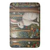 Elegantes Retro-Boho weißes Kaninchenwald mit Blüt Badematte (Vorderseite Vertikal)