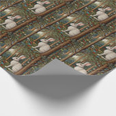 Elegantes Retro-Boho weißes Kaninchenwald mit Blüt Geschenkpapier (Ecke)