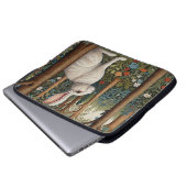 Elegantes Retro-Boho weißes Kaninchenwald mit Blüt Laptopschutzhülle (Vorne Knopf)
