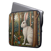 Elegantes Retro-Boho weißes Kaninchenwald mit Blüt Laptopschutzhülle (Vorderseite Links)