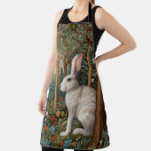 Elegantes Retro-Boho weißes Kaninchenwald mit Blüt Schürze (InSitu)