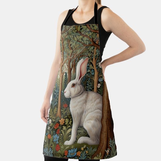 Elegantes Retro-Boho weißes Kaninchenwald mit Blüt Schürze (InSitu)