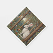 Elegantes Retro-Boho weißes Kaninchenwald mit Blüt Serviette (Ecke)