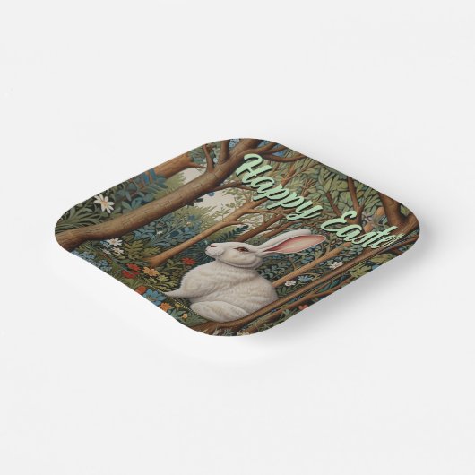 Elegantes Retro-Boho weißes Kaninchenwald Ostern Pappteller (Gewinkelt)
