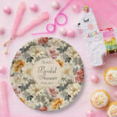 Elegantes Retro-botanisches Brautparty Pappteller (Party)