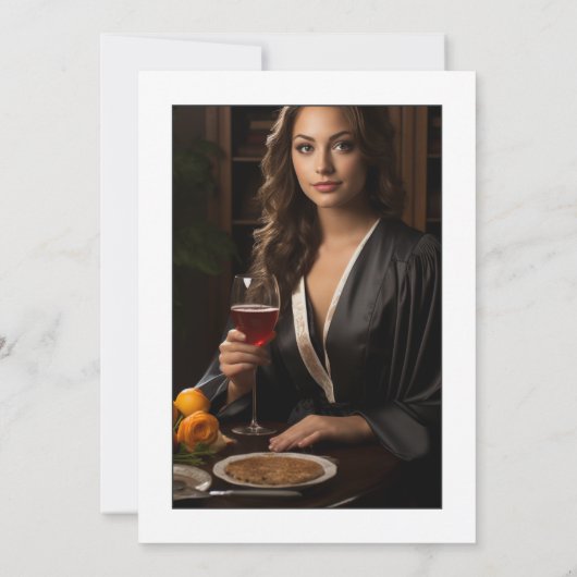 Elegantes Retro Brunch Graduation Party Foto Einladung (Rückseite)