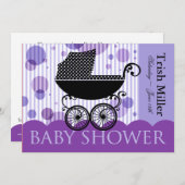 Elegantes Retro Carriage Baby Shower Party Einladung (Vorne/Hinten)