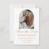elegantes Retro-Chic-Skript 2 Bogen-Fotos boho Save The Date (Rückseite)